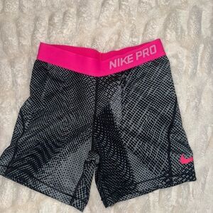 Nike Kids Black and Gray Shorts with Pink Waistband